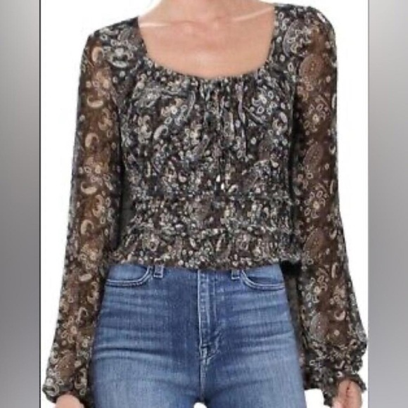 Free People Lolita Floral Print Top Size M Bohemian - Picture 2 of 5